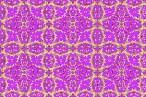 Golden pattern on yellow, neutral and violet colors with golden elements. Tradit Stock Illustration