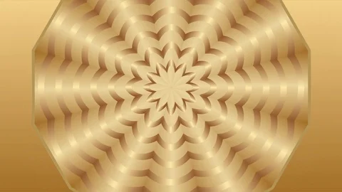 Golden patterned circle disc in tunnel motion, elegant luxurious background Stock Footage 126733078