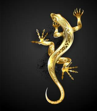 Golden patterned lizard Stock Illustration