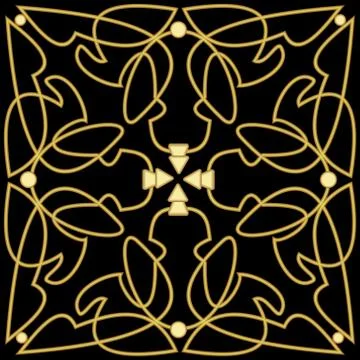 Golden patterns with 3d effect on black background. Decorative luxurious tile Stock Illustration