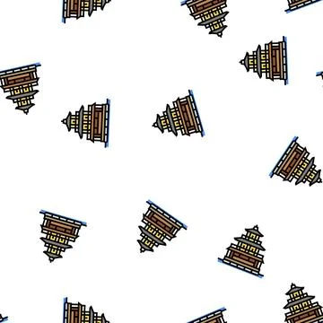 Golden pavilion vector seamless pattern Illustrazione stock
