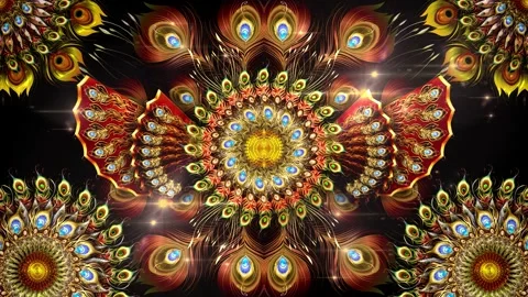 Golden Peacock Ornaments Background Stock Footage 346381787