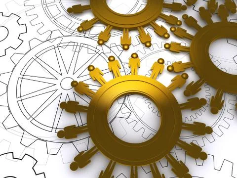 Golden people cogs as concept Stock Illustration