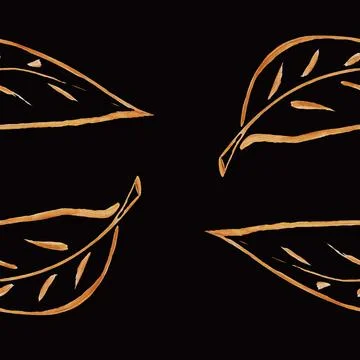 Golden petals on a black background pattern or logo as a brooch or decoration Stock Illustration