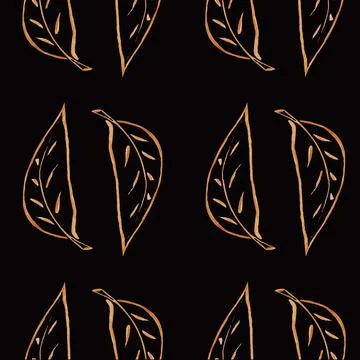 Golden petals on a black background pattern or logo as a brooch or decoration Stock Illustration