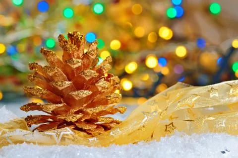 Golden pine cone Stock Photos