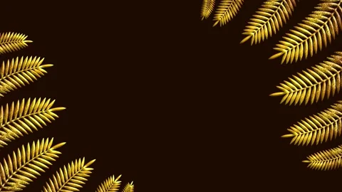 Golden Pine Needle Leaf Dark Brown Elegant Luxury Background Loop Animation Stock Footage 330436414