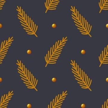 Golden Pine Needle Seamless Pattern Illustrazione stock