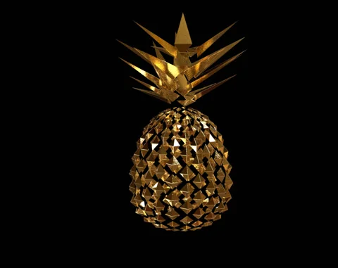 Golden pineapple 3d render Stock Footage 97164045
