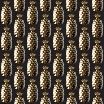 Golden Pineapple Pattern Stock Photos