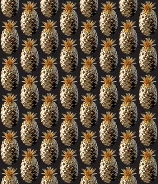 Golden Pineapple Pattern Stock Photos