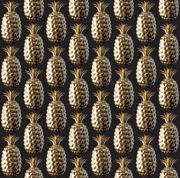 Golden Pineapple Pattern Stock Photos