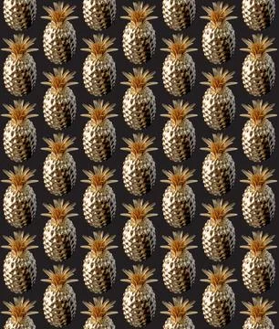 Golden Pineapple Pattern Stock Photos