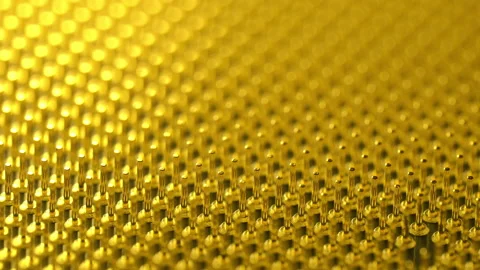 Golden pins of computer CPU or central processor unit, macro shot 動画素材 137686167