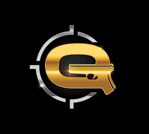 Golden Pistol Monogram Initial Letter G Logo Sign Stock Illustration