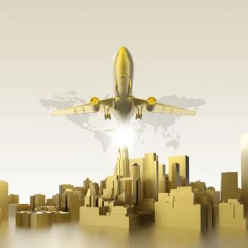 Golden plane Illustrazione stock