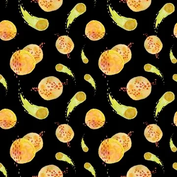 Golden planets and comets pattern Stock Illustration