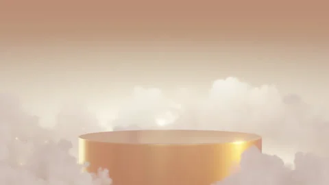 Golden platform with dreamy clouds background Stock Footage 297555609
