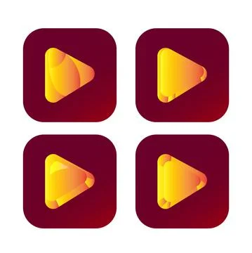 Golden Play Button Icons on Gradient Background Stock Illustration