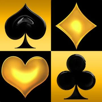 Golden playing card suits Stock Illustration