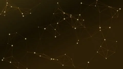 Golden plexus network particles connecting lines abstract background loop Stock Footage 348641889