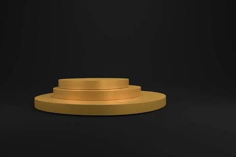 Golden podium on a dark background, 3d rendering Stock Illustration