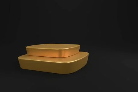 Golden podium on a dark background, 3d rendering Stock Illustration