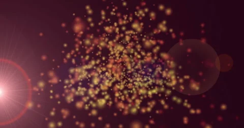 Golden points spawning at center, drifting inward and converging into core to Video stock 310298881