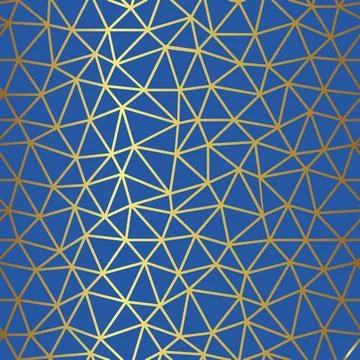 Golden polygon mesh vector seamless pattern Stock Illustration