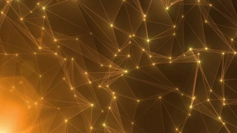 Golden polygon network with connected nodes and lines Stock Footage 329064358