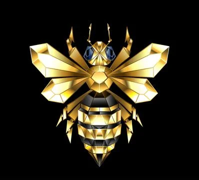 Golden polygonal bee Stock Illustration