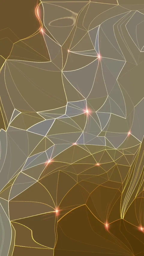 Golden Polygonal Mesh with Glowing Light Points Stock Footage 307066306