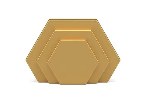 Golden polygonal vertical wall multilevel geometric 3d element foundation rea Stock Illustration