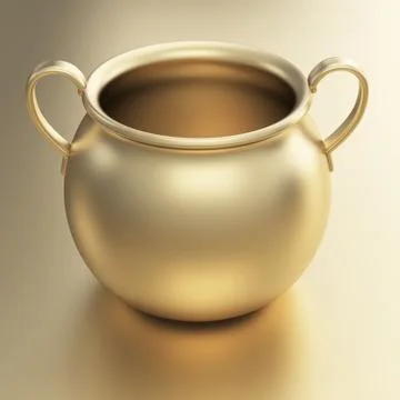Golden pot 3d render.. Stock Illustration