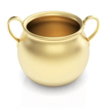 Golden pot on white Stock Illustration