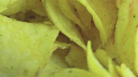 Golden potato chips Stock Footage 73824403