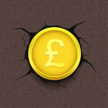 Golden Pound on cracked background Stock Illustration