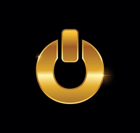 Golden Power Button Sign Stock Illustration