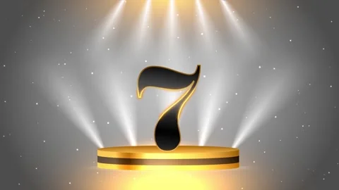 Golden Premium 10 Second Countdown on Podium Stage with Spotlights Stock-Footage 336598269