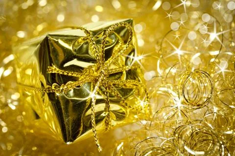 Golden present Stock Photos