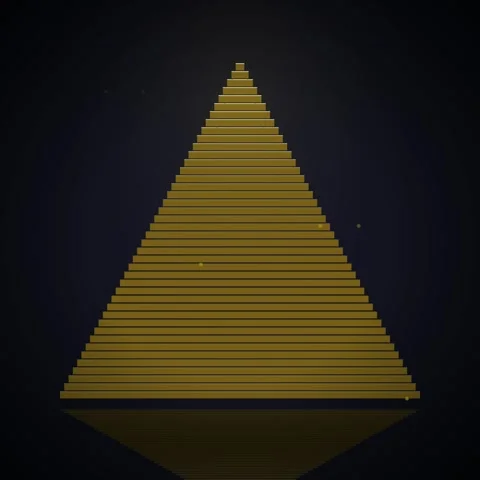 Golden Pyramid Abstract Geometric Shape Reflecting on Dark Surface, Minimal.. Stock Footage 346283706