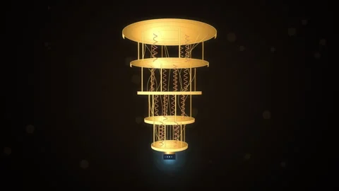 Golden Quantum Computer Cryostat Orbit Animation Stock Footage 346958090