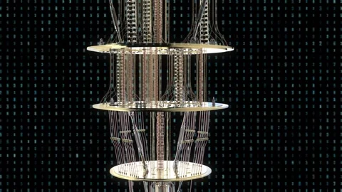 Golden quantum computer machine with digital binary code 4k footage Stock Footage 310868109