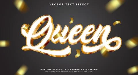 Golden Queen 3d editable text effect Template Stock Illustration