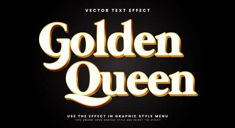 Golden Queen 3d editable text effect Template Stock Illustration
