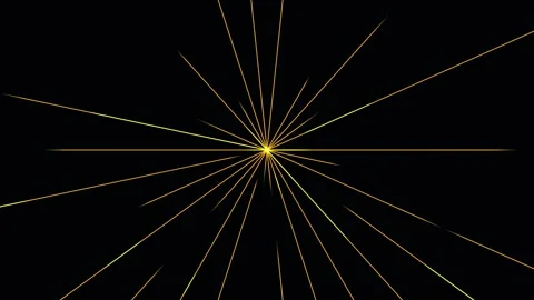 Golden radial bursts emanating from a central point on black background dur.. Video stock 342520175