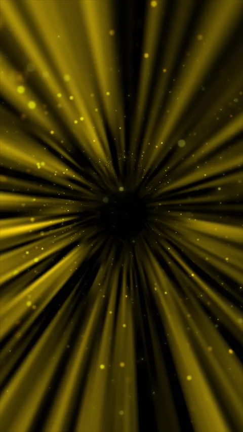 Golden radial light beam background dark central depth, glowing particles, drama Stock Footage 340577529