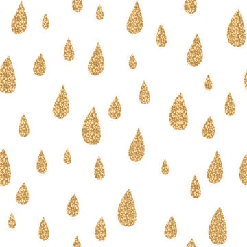 Golden rain drops vector seamless pattern. Glitter sparkle texture for holiday Stock Illustration