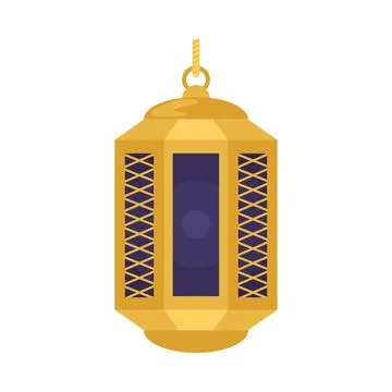 Golden ramadan lamp with pattern illustration Stock Illustration