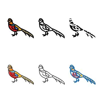 Golden range pheasant bird exotic color icon vector Illustrazione stock